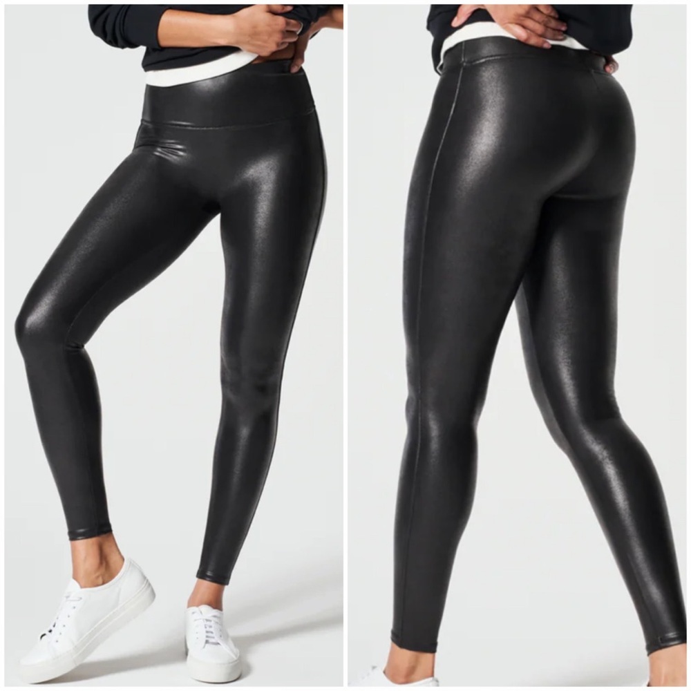 Spanx Faux Leather Black Leggings size S